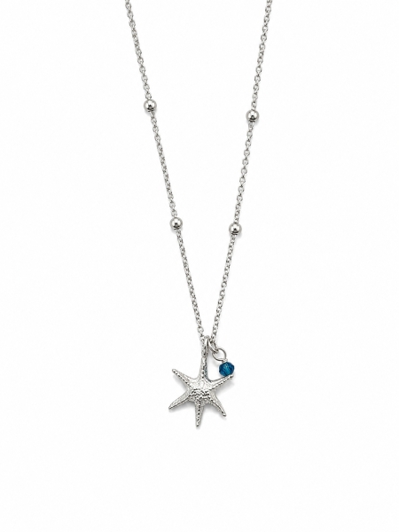 Acquista ora collana pallinata stella marina e punto luce azzurro Amen su elefantebianco.jewelry