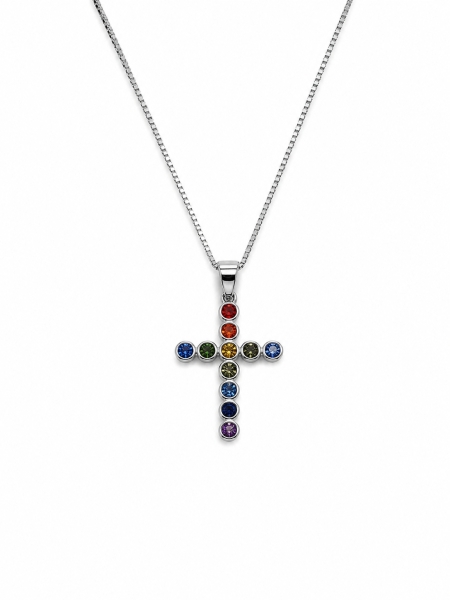 Acquista ora collana croce multicolor su elefantebianco.jewelry