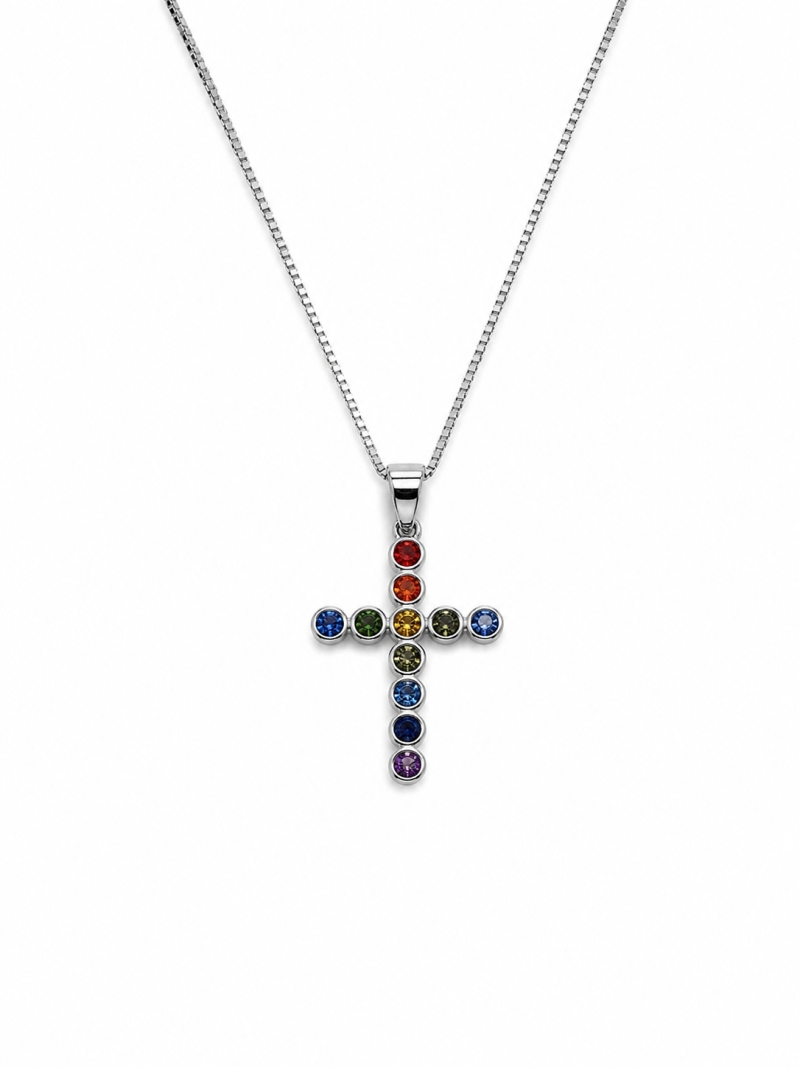 Acquista ora collana croce multicolor su elefantebianco.jewelry