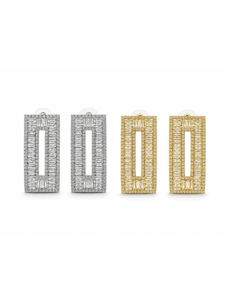 Acquista ora orecchini rettangolo di baguette su elefantebianco.jewelry