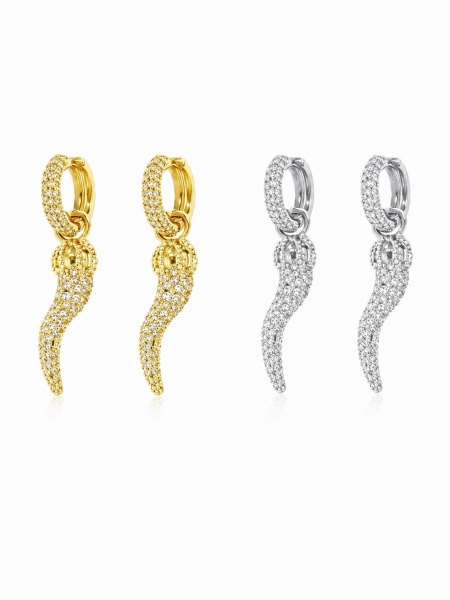 Acquista ora orecchini corno zirconato su elefantebianco.jewelry