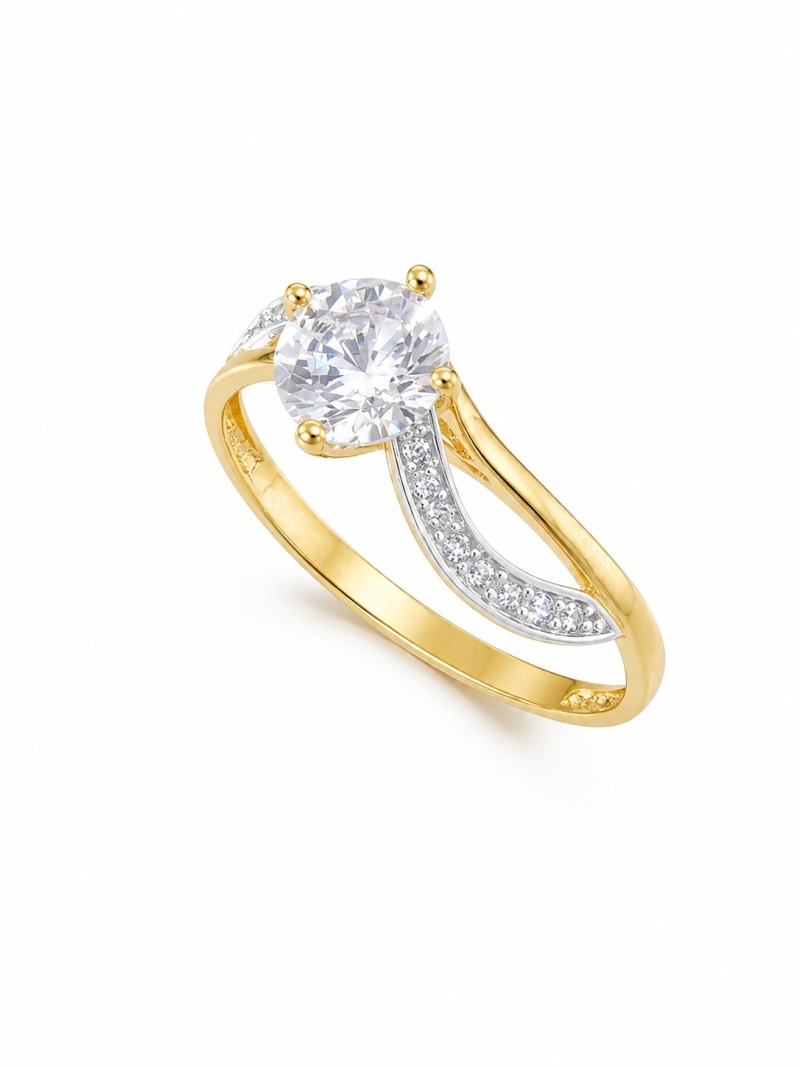 Acquista ora anello punto luce bicolore con zirconi oro 750 su elefantebianco.jewelry