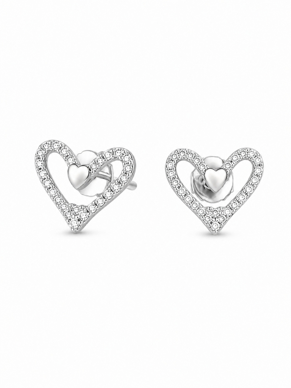 Acquista ora orecchini cuore vuoto zirconato su elefantebianco.jewelry