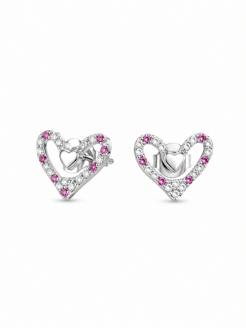 Acquista ora orecchini cuore vuoto zirconato su elefantebianco.jewelry