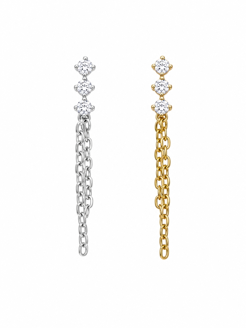 Acquista ora piercing tre punto luce con catenina su elefantebianco.jewelry