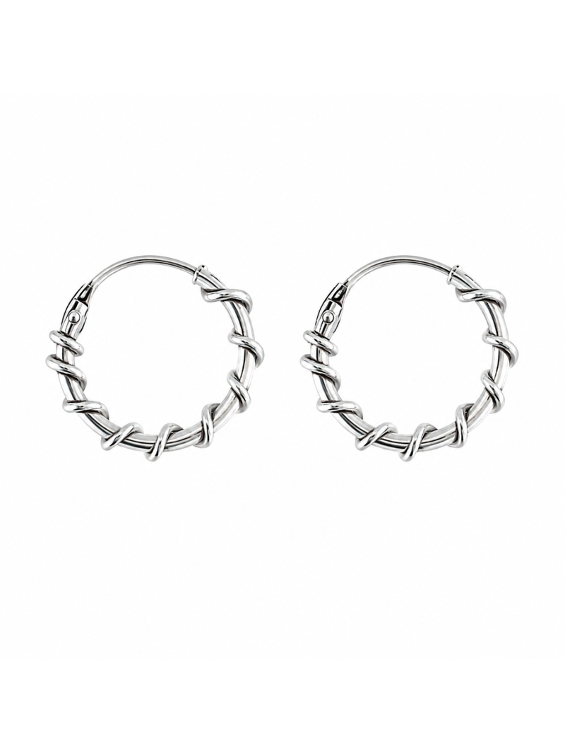 Acquista ora cerchietti bali filo intrecciato 12mm in argento 925% (prezzo inteso per singolo orecchino) su elefantebianco.jewel