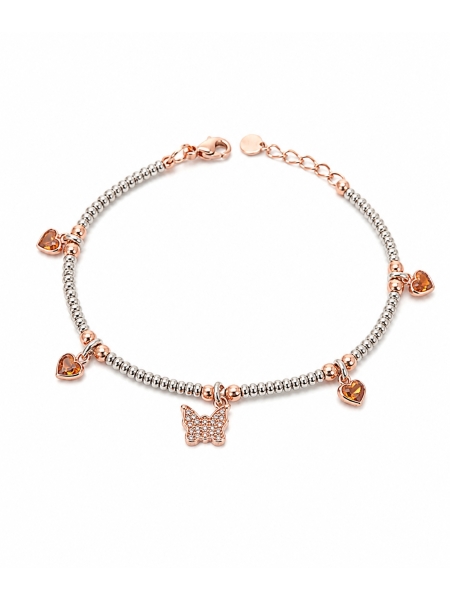 Acquista ora bracciale modello dodo con farfalla e cuoricini gold rose su elefantebianco.jewelry