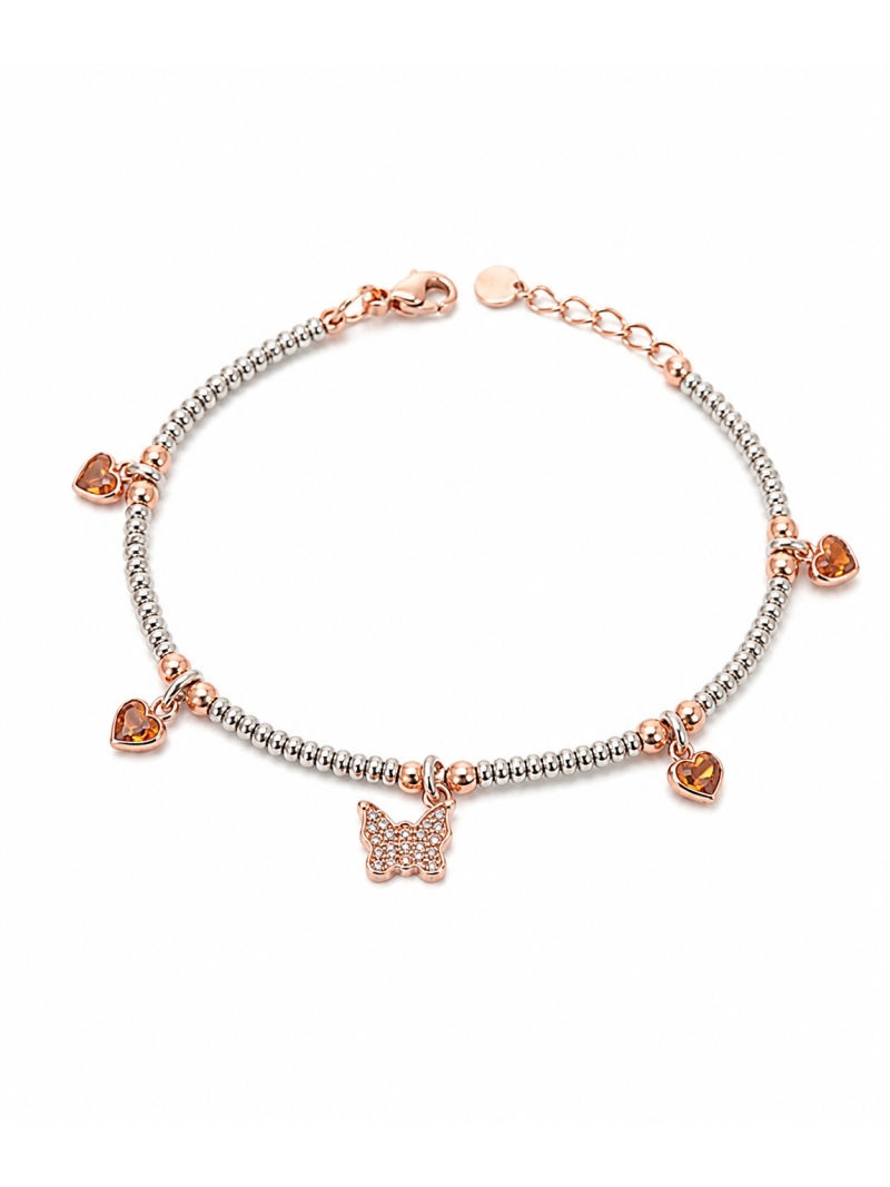 Acquista ora bracciale modello dodo con farfalla e cuoricini gold rose su elefantebianco.jewelry