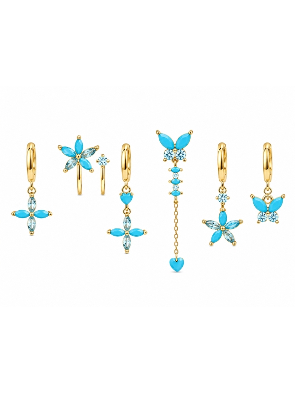 Acquista ora set farfalla sfumature di blu base gold su elefantebianco.jewelry