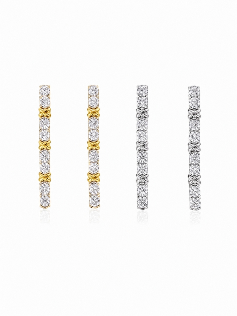 Acquista ora orecchini tennis con incrocio gold su elefantebianco.jewelry