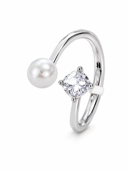 Acquista ora anello perla e punto luce su elefantebianco.jewelry