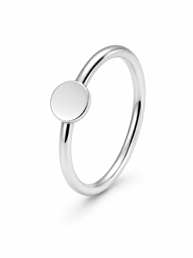 Acquista ora anello con piastrina tonda su elefantebianco.jewelry