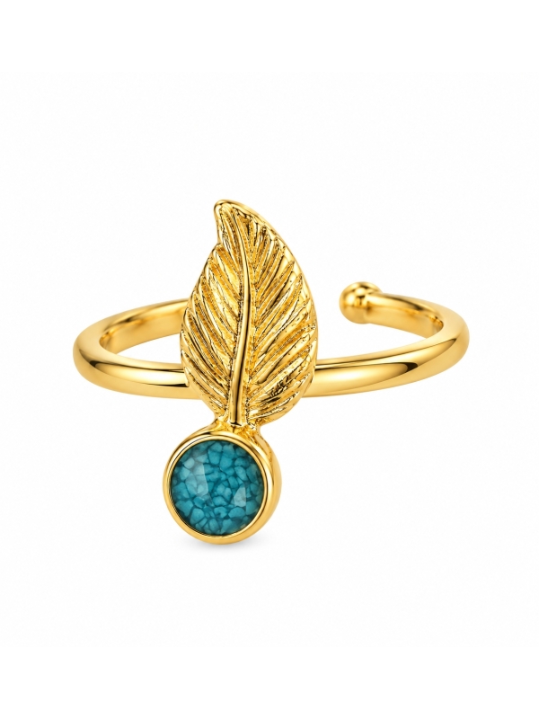 Acquista ora anello piuma e pietra turchese su elefantebianco.jewelry