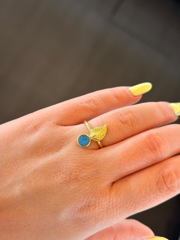Acquista ora anello piuma e pietra turchese su elefantebianco.jewelry