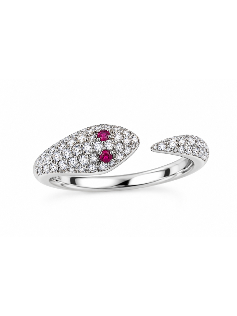 Acquista ora anello serpente zirconato occhi rossi su elefantebianco.jewelry