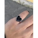 Anello cuore smalto nero mignolo